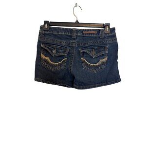 Vanilla Star Dark Wash Denim Shorts Size 9 Mid-Rise Casual Stretchy Cotton Blend